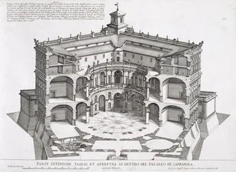 Sección transversal de Villa Caprarola, Bagnaia